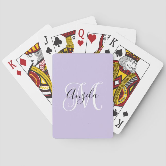 Elegant skriptmonogram Ljus Lavendel Casinokort (Baksidan)