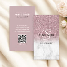 Elegant skriptmonogram marmorerad roséguld glitter