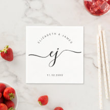 Elegant skriptmonogram Modern minimalistisk bröllo