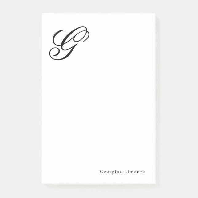 Elegant skriptmonogram personlig post-it block (Framsida)