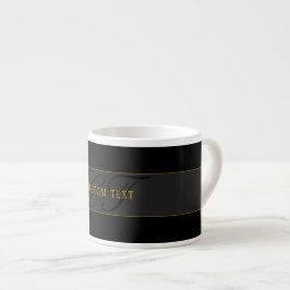 Elegant skriptmonogram Svart & Guld Espressomugg
