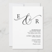 Elegant skriptmonogram svart-vit bröllop