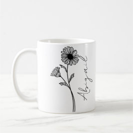Elegant skriptnamn april månad födelsemånad blomma kaffemugg