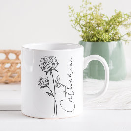 Elegant skriptnamn juni födelsemånad blomma ros kaffemugg