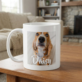 Elegant skriptnamn Valp Hund Katt Husdjur Foto Kaffemugg