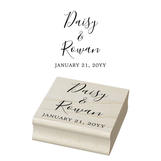 Elegant Skriptpars Namn med Bröllop-datum Stämpel (Skapare uppladdad)