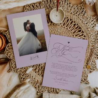 Elegant Skripttypografi plum Bröllop Tack Kort