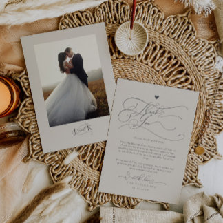 Elegant Skripttypografi - Sand Bröllop Tack Kort