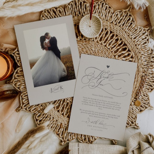 Elegant Skripttypografi - Sand Bröllop Tack Kort (Skapare uppladdad)