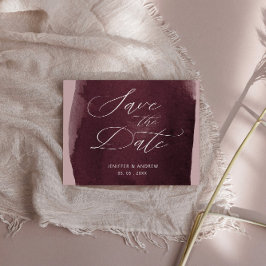 Elegant Skriptvattenfärg Tvätta Spara datum Vykort