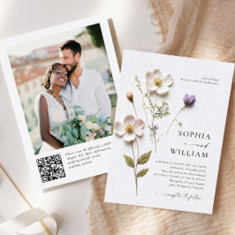 Elegant Skriv ut Pastel Boho Flowers Bröllop Inbjudningar