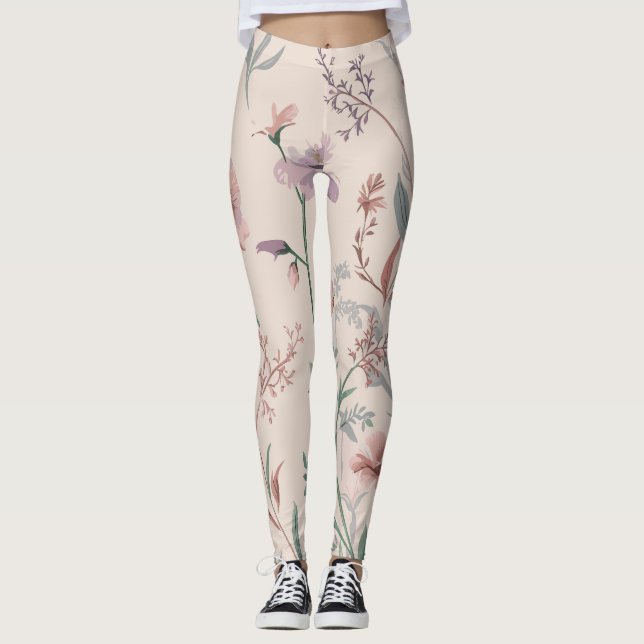 Elegant Skrivarkopplingar för Blommigt av botanisk Leggings (Framsida)
