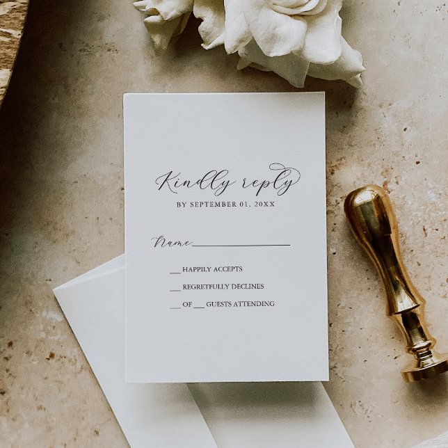 Elegant skrivbar eller tryckt RSVP-kort med script Inbjudningar (Elegant Script Printable or Printed RSVP Card)