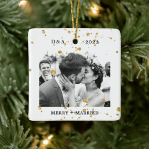 Elegant-skrivmaskin Merry och Married Photo Julgransprydnad Keramik