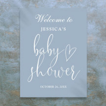 Elegant skrivstil dammig blå baby shower välkomsts