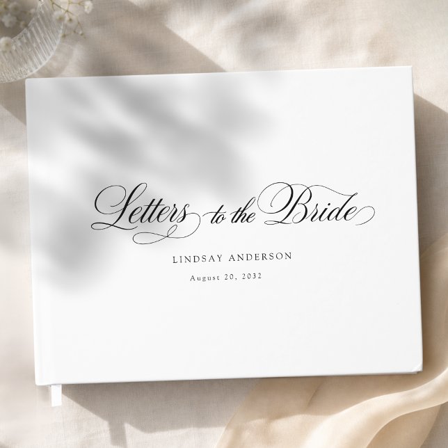 Elegant skrivstil vit bröllopsdusch gästböcker (Elegant Scripted Font White Bridal Shower Guest Book)