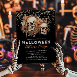 Elegant Skull-Blommigten Halloween fest Inbjudningar