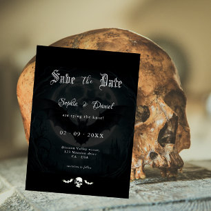 Elegant Skull Fladdermus Moonlight Bröllop Gothic Spara Datumet