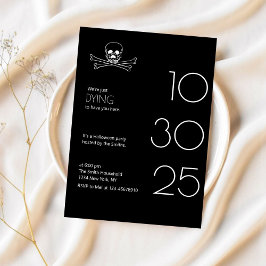 Elegant Skull Halloween Costume Party All Black Inbjudningar