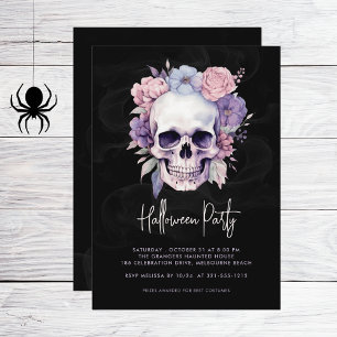 Elegant Skull och Blommigt gotiic Halloween fest Inbjudningar