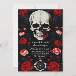 Elegant Skullerblommor, rödblommor, bröllop Inbjudningar