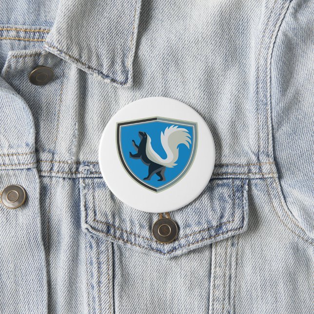 Elegant Skunk Emblem Wildlife Inspired Vapensköld Knapp (Skapare uppladdad)