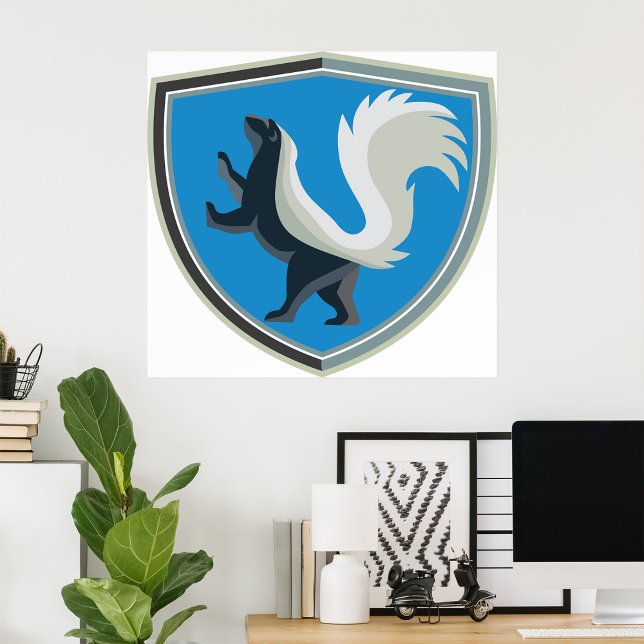 Elegant Skunk Emblem Wildlife Inspired Vapensköld Poster (Skapare uppladdad)