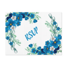 Elegant Sky Blue Blommig RSVP-kort