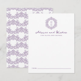 Elegant släktklenodskrönika lila bröllopsmonogram rådkort