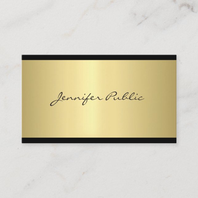 Elegant Slank Design Guld Enkel Professionell Lyx Visitkort (Framsida)