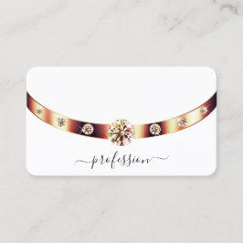 Elegant slät vit med roséguld dekoration monogram visitkort