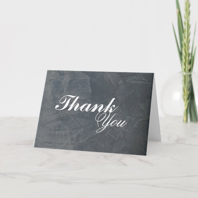 Elegant Slate Grått Stucco Blank Tack Kort (Framsida)