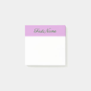 Elegant slätt, plommonbakgrund + Mörk - grönt n Post-it Block