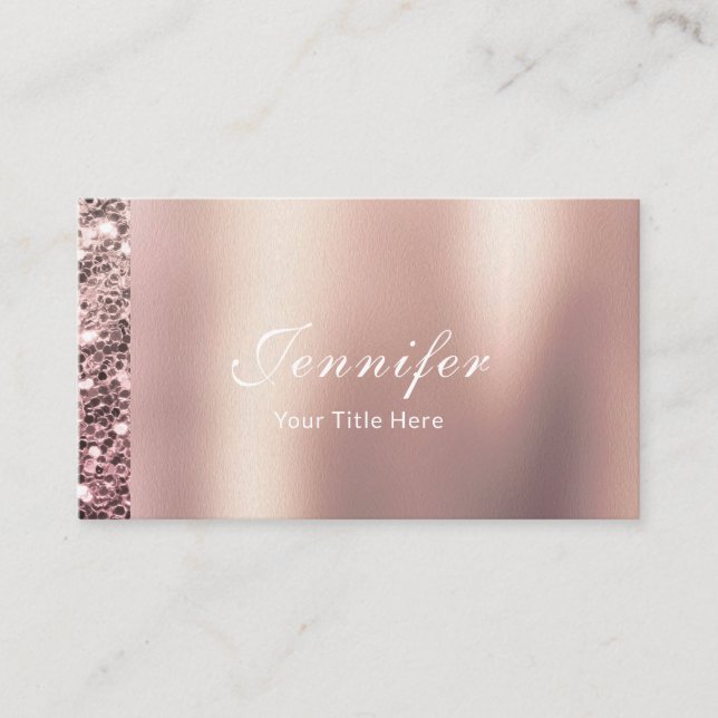 Elegant Sleek Metallic Foil Ro Guld Glitter Visitkort (Framsida)