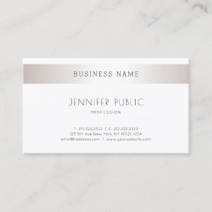 Elegant Sleek Modern Design Trendig Silver Plain Visitkort
