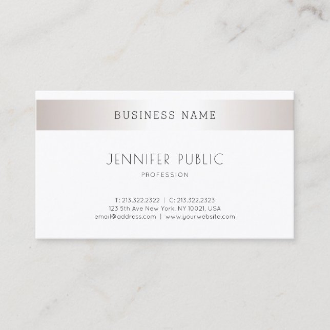 Elegant Sleek Modern Design Trendig Silver Plain Visitkort (Framsida)