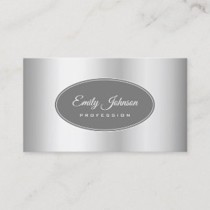 Elegant Sleek Silver Snyggt Grått Circle Ram Visitkort