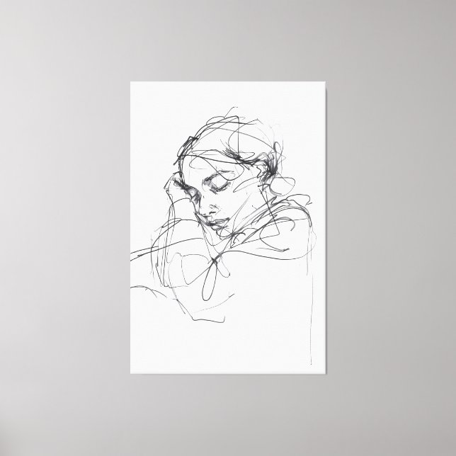 Elegant Sleeping Woman Porträtt - Premium Canvastryck (Framsida)