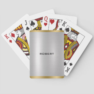 Elegant Slick Silver & Guld Metallic Struktur Casinokort