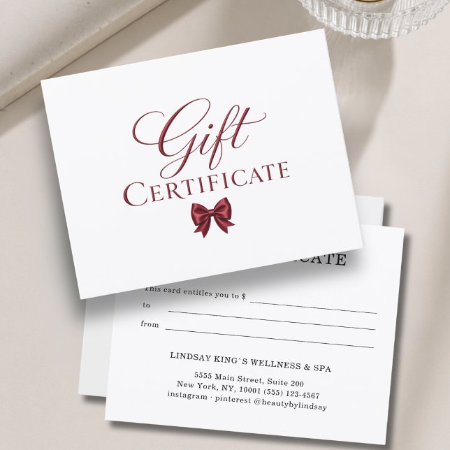 Elegant Slinga Vit Röd Presentkort (Elegant Bow White Red Gift Certificate)