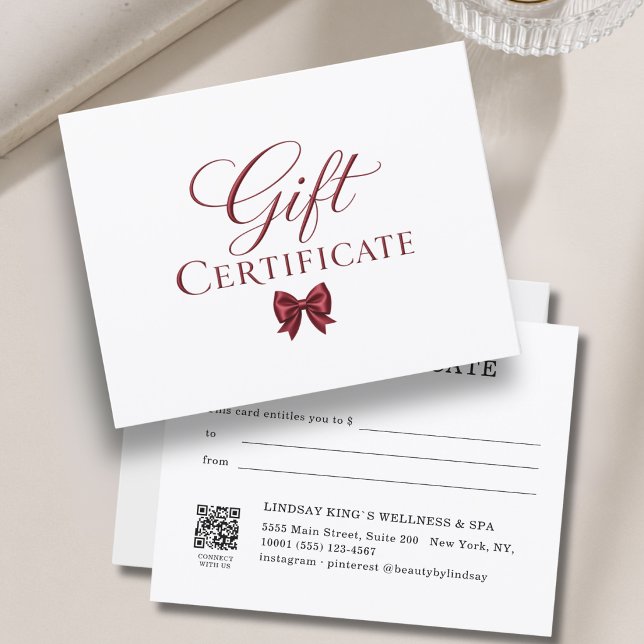 Elegant Slinga Vit Röd Presentkort (Elegant  Bow White Red Gift Certificate)