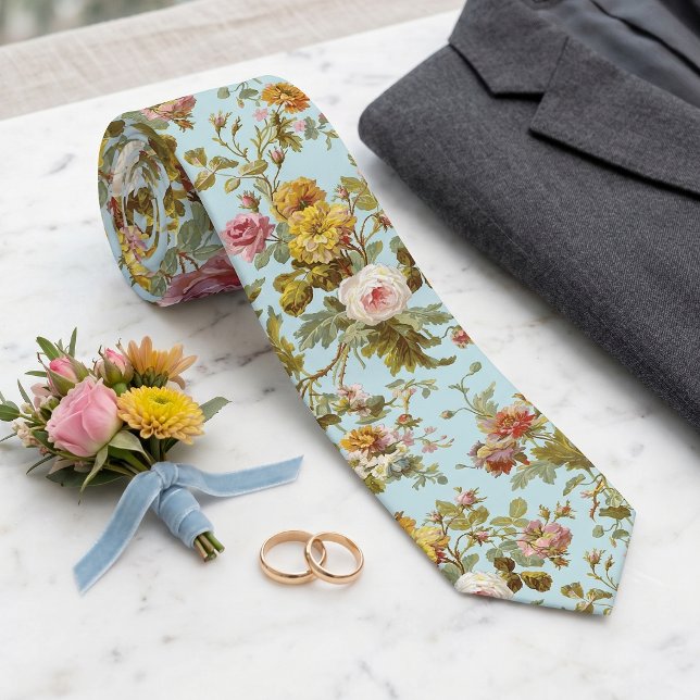 Elegant slips med antika rosor på ljusblå (Skapare uppladdad)