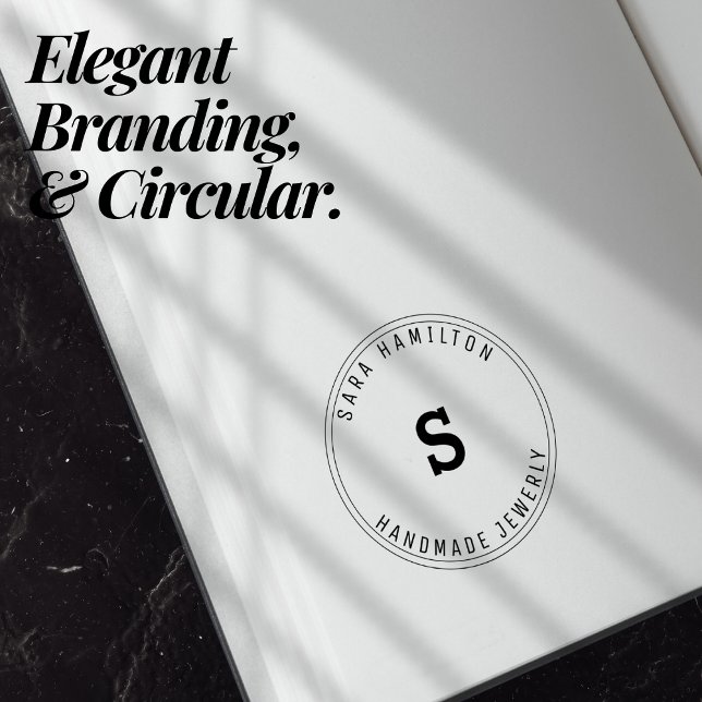 Elegant Småföretagsvarumärkning Cirkulär Självfärgande Stämpel (Elegant Small Business Branding Circular Self-inking Stamp)