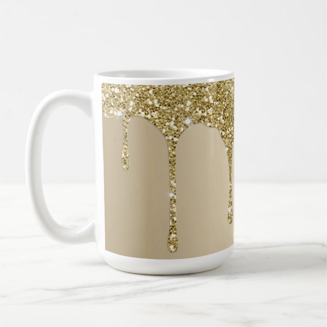 Elegant smältande guld glitter glamour kaffemugg (Vänster)