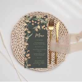 Elegant smaragd och beige vildblomma botanisk meny