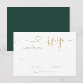 Elegant smaragd och guld Elegant script hjärta OSA Kort