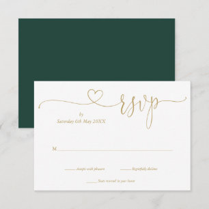 Elegant smaragd och guld Elegant script hjärta OSA Kort