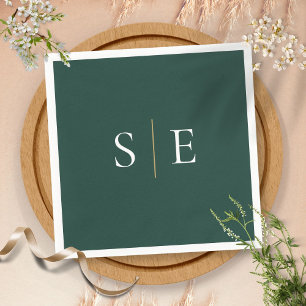 Elegant smaragd och guld monogram minimalist pappersservett