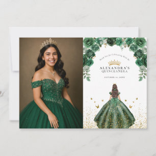 Elegant Smaragd Quinceañera Blommig Fals Folie Fot Tack Kort