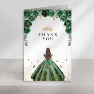Elegant smaragd Quinceañera Blommig Fals Folie Tack Kort